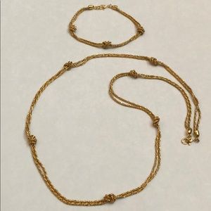Deep gold matching necklace and bracelet set